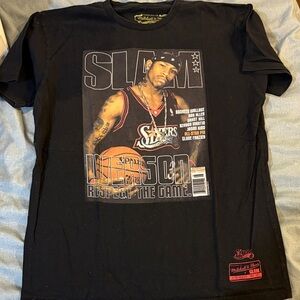 Mitchell & Ness Black Graphic Tee with Red Accents